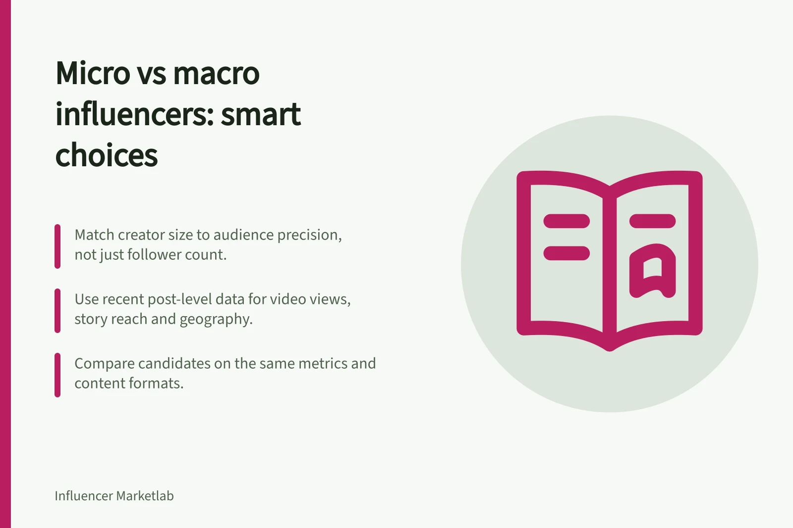 Micro vs macro influencers: smart choices: Match creator size to audience precision, not just follower count.; Use recent post-level data for video views, story reach and geography.; Compare candidates on the same metrics and content formats.